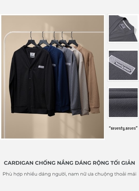 Áo Khoác Cardigan Vải Waffle Thoáng Khí Seventy Seven 38