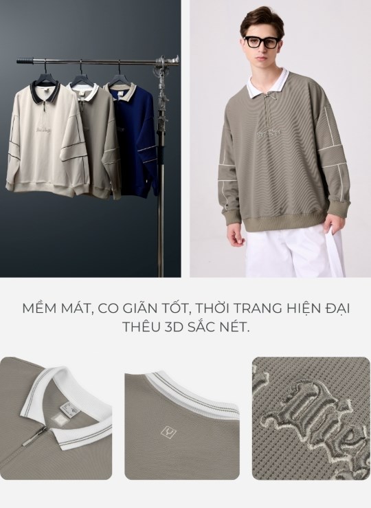 Áo Polo Sweater Cổ Khóa Kéo No Style M41