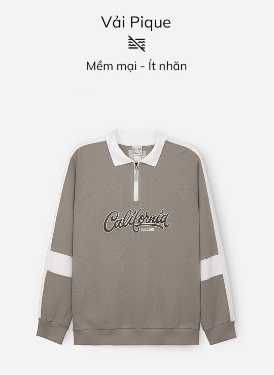 Áo Polo Có Dây Kéo Tay Dài Vải Cá Sấu 2 Chiều Mặc Thoải Mái Phối Màu Dáng Rộng Giá Tốt No Style M38 Vol 24