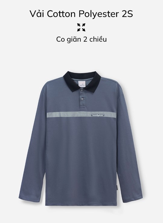 Áo Polo Cổ Bẻ Tay Dài Vải Cotton 2 Chiều Thấm Hút Biểu Tượng Dáng Vừa Giá Tốt Seventy Seven 20 Vol 24