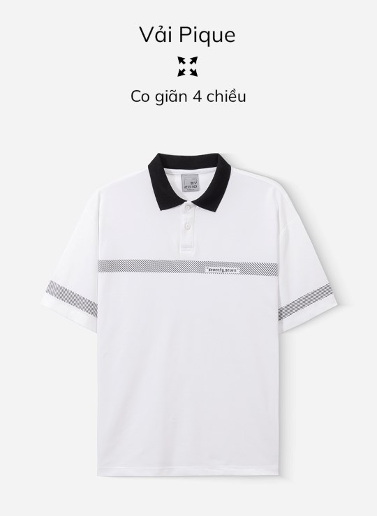 Áo Polo Cổ Bẻ Tay Ngắn Vải Cá Sấu 4 Chiều Thấm Hút Biểu Tượng Dáng Rộng Đơn Giản Seventy Seven 17 Vol 24