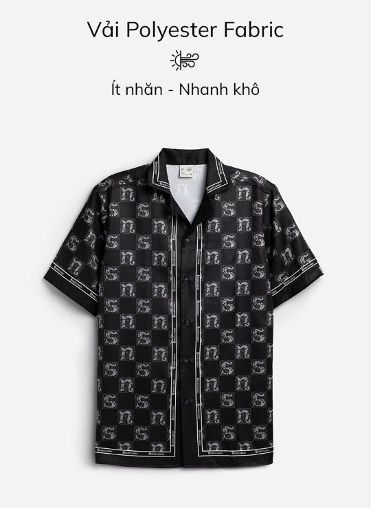 Áo Sơ Mi Cổ Bẻ Tay Ngắn Sợi Nhân Tạo Nhanh Khô Monogram Dáng Rộng Giá Tốt No Style M60 Vol 24