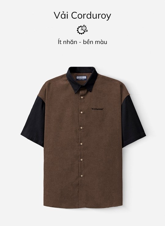 Áo Sơ Mi Cổ Bẻ Tay Ngắn Sợi Nhân Tạo Thấm Hút Biểu Tượng Dáng Rộng Đơn Giản Seventy Seven 22 Vol 24