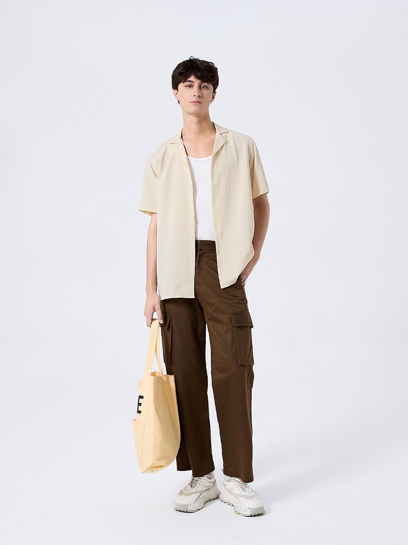 Áo Sơ Mi Cuban Tay Ngắn Vải Jacquard Co Giãn No Style M81