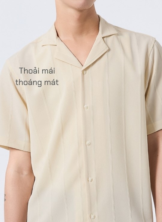 Áo Sơ Mi Cuban Tay Ngắn Vải Jacquard Co Giãn No Style M81