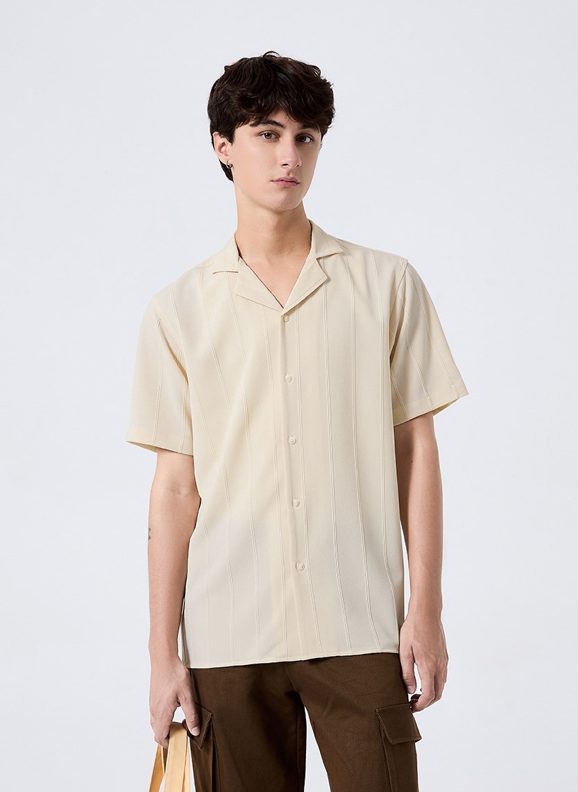 Áo Sơ Mi Cuban Tay Ngắn Vải Jacquard Co Giãn No Style M81