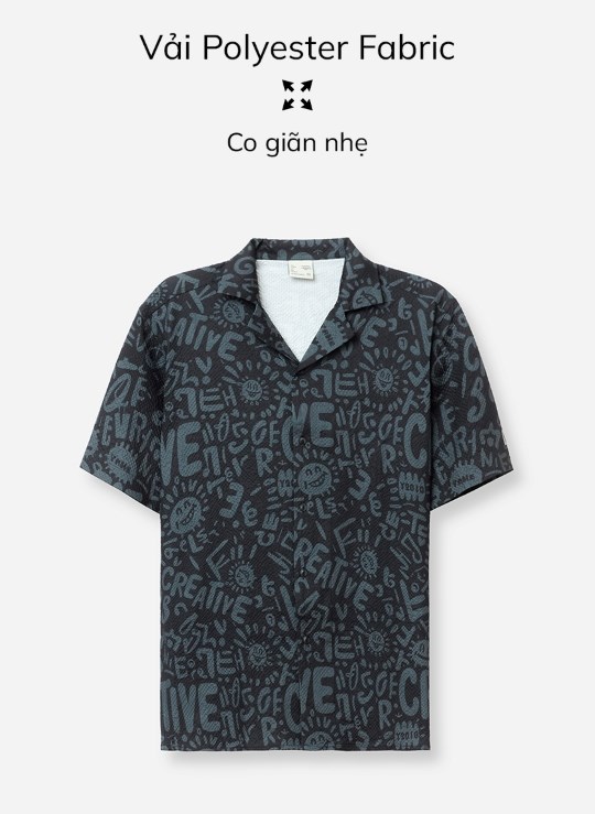 Áo Sơ Mi Cổ Mở Tay Ngắn Sợi Nhân Tạo Nhanh Khô Monogram Dáng Rộng Giá Tốt No Style M79 Vol 24