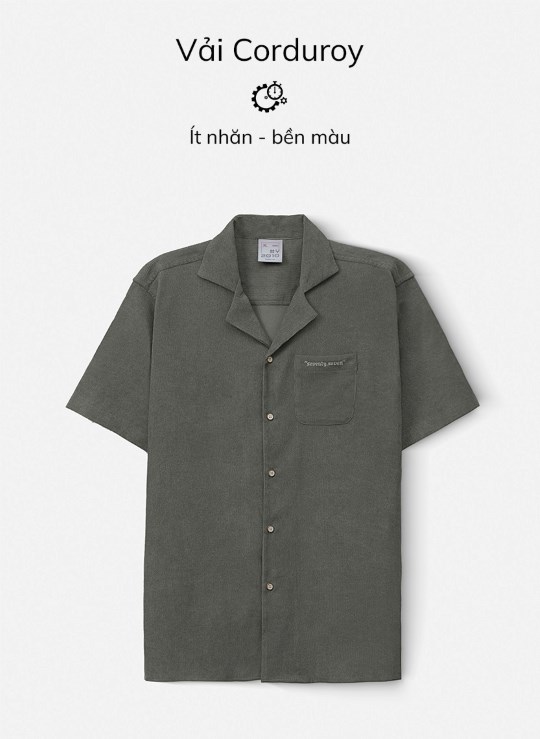 Áo Sơ Mi Cổ Mở Tay Ngắn Sợi Nhân Tạo Thấm Hút Biểu Tượng Dáng Rộng Đơn Giản Seventy Seven 23 Vol 24