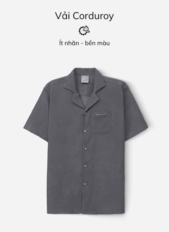Áo Sơ Mi Cổ Mở Tay Ngắn Sợi Nhân Tạo Thấm Hút Biểu Tượng Dáng Rộng Đơn Giản Seventy Seven 23 Vol 24