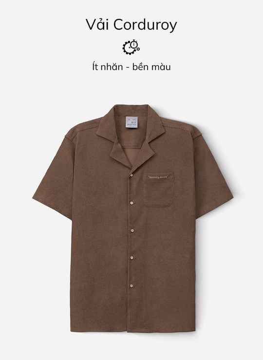 Áo Sơ Mi Cổ Mở Tay Ngắn Sợi Nhân Tạo Thấm Hút Biểu Tượng Dáng Rộng Đơn Giản Seventy Seven 23 Vol 24