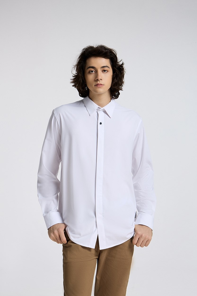 Áo Sơ Mi Trơn Tay Dài Vải Hoa Hồng Kháng Khuẩn Non-Iron 03