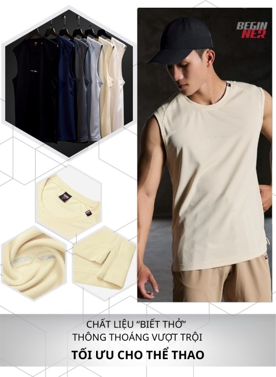 Áo Thun 3 Lỗ Vải Hexagon "Biết Thở" Beginner 03