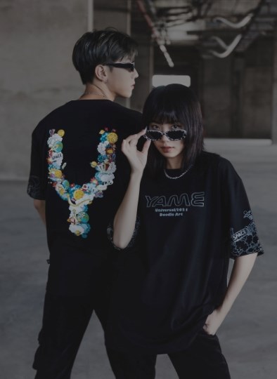 Áo Thun Cổ Tròn Tay Ngắn Vải Cotton 2 Chiều Thấm Hút Biểu Tượng Dáng Vừa BST Thiết Kế Space Ver2