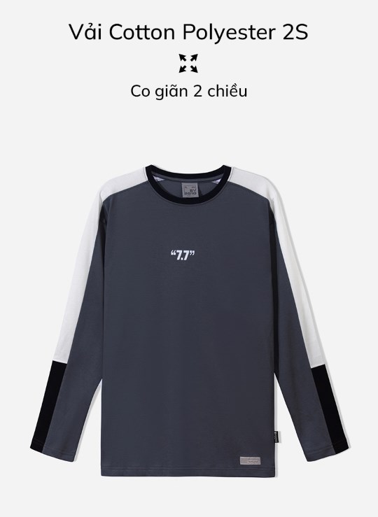 Áo Thun Cổ Tròn Tay Dài Vải Cotton 2 Chiều Thấm Hút Biểu Tượng Dáng Rộng Giá Tốt Seventy Seven 16 Vol 24