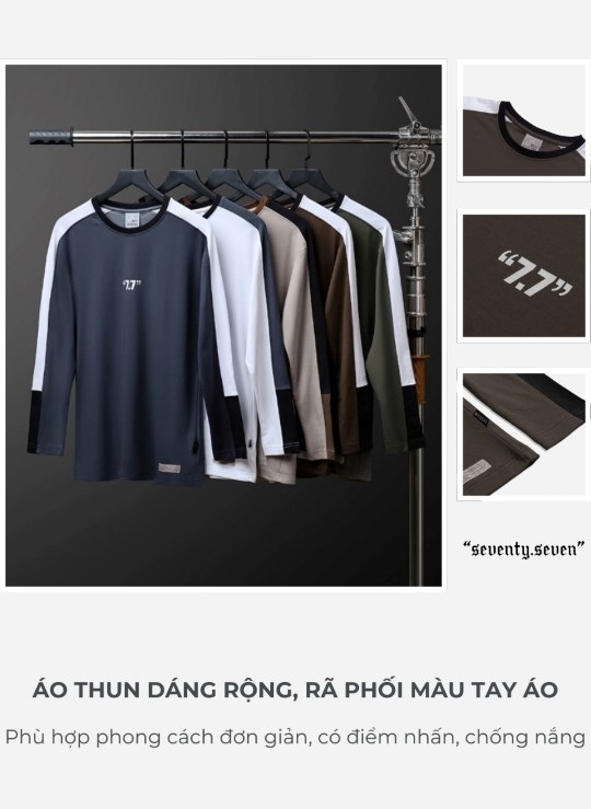 Áo Thun Tay Dài Cotton Phối Màu Seventy Seven 16