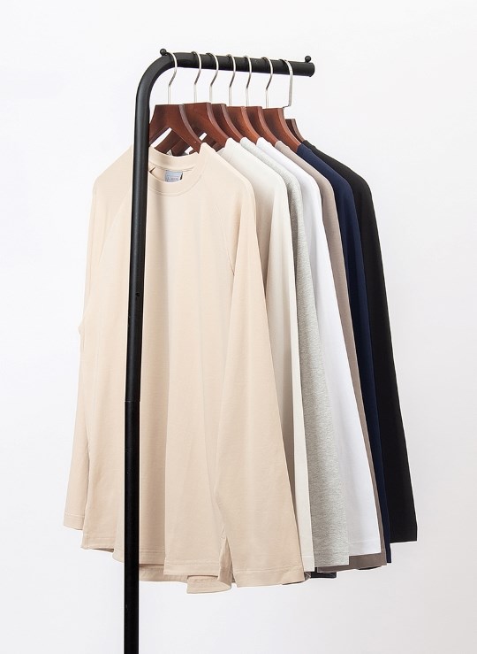 Áo Thun Cổ Tròn Tay Dài Vải Cotton 4 Chiều Mặc Nhẹ Trơn Dáng Vừa Đơn Giản No Style 107
