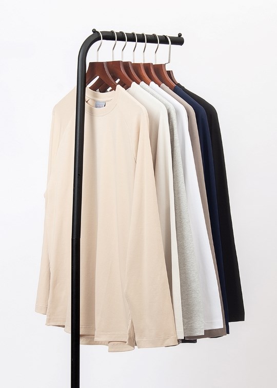 Áo Thun Cổ Tròn Tay Dài Vải Cotton 4 Chiều Mặc Nhẹ Trơn Dáng Vừa Đơn Giản No Style 107