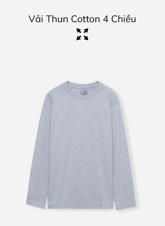 Áo Thun Cổ Tròn Tay Dài Vải Cotton 4 Chiều Mặc Nhẹ Trơn Dáng Vừa Đơn Giản No Style 107 Vol 23