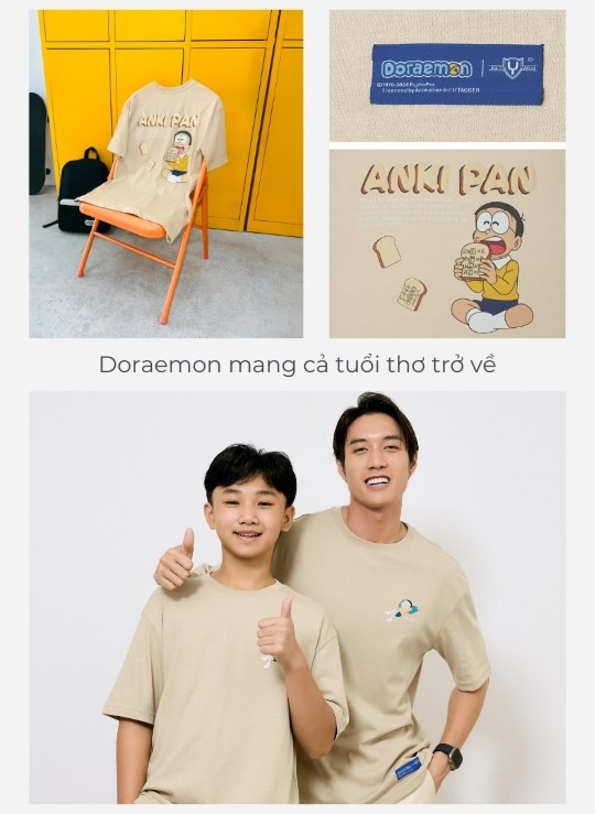 Áo Thun Tay Ngắn Vải Công nghệ Cool Touch Mặc Mát Doraemon 07