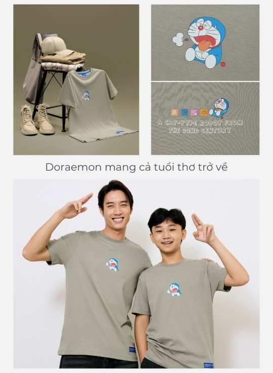 Áo Thun Tay Ngắn Vải Công Nghệ Cool Touch Mặc Mát Doraemon 02