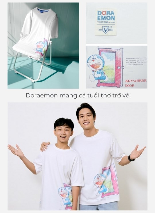 Áo Thun Tay Ngắn Vải Công Nghệ Cool Touch Mặc Mát Doraemon 18