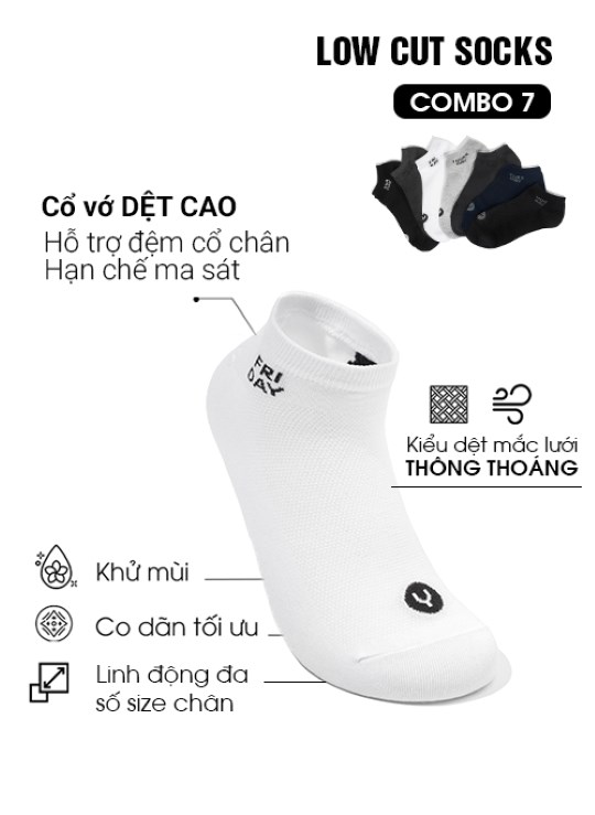 Vớ Cổ Ngắn 7 Day #Y2010 V20 Combo 7