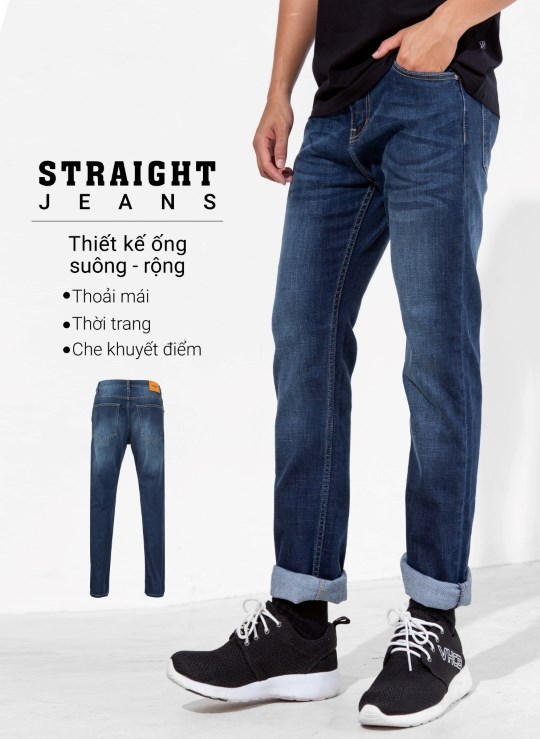 Quần Jean Straight Đơn Giản M1