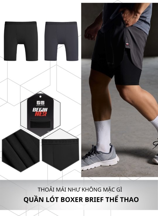 Quần Lót Boxer Brief Dài Sợi Nhân Tạo Beginner 13 Vol 24