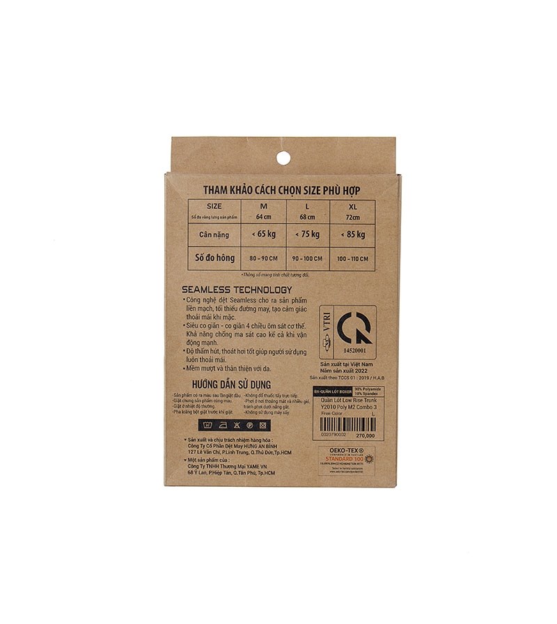 Quần Lót Nam Boxer Seamless #Y2010 M2 Combo 3