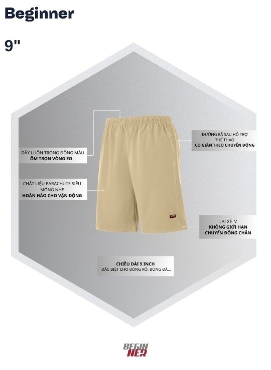 Quần Short 9 Inch Dáng Vừa Beginner 14 Vol 24