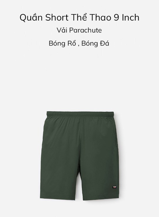 Quần Short Lưng Thun 9 Inch Vải Dù Mặc Nhẹ Biểu Tượng Dáng Vừa Thể Thao Beginner 06 Vol 24