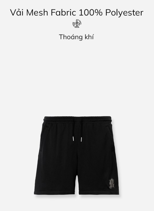 Quần Short 5 Inch Vải Mesh Thoáng Khí No Style M153
