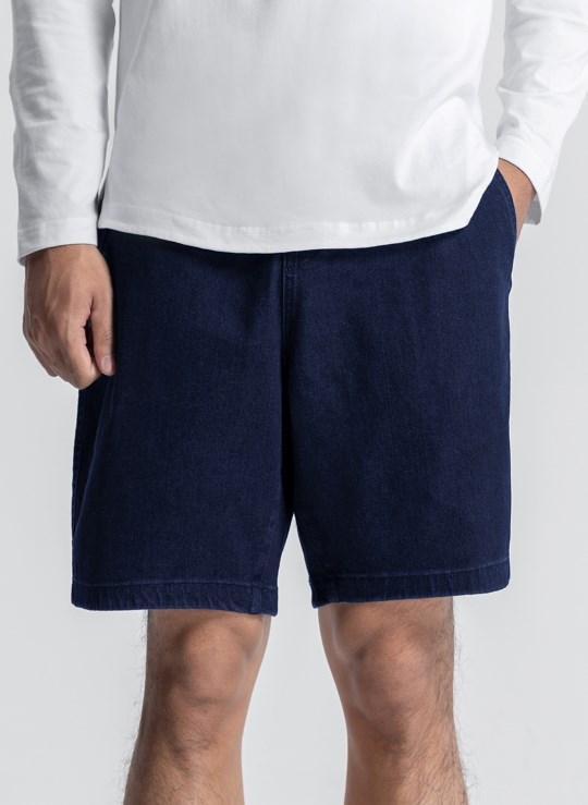 Quần Short Lưng Thun Trên Gối Vải Jean Mặc Bền Trơn Dáng Rộng Đơn Giản PREMIUM 65