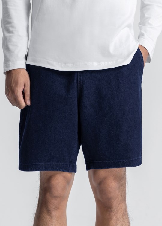 Quần Short Lưng Thun Trên Gối Vải Jean Mặc Bền Trơn Dáng Rộng Đơn Giản PREMIUM 65