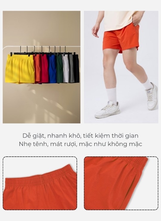 Quần Short Dù Mỏng Nhẹ 5 Inch Non Branded 06