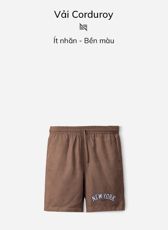 Quần Short Lưng Thun Trên Gối Vải Kaki Thấm Hút Biểu Tượng Dáng Rộng Giá Tốt Seventy Seven 32 Vol 24