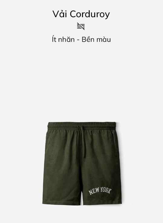Quần Short Lưng Thun Trên Gối Vải Kaki Thấm Hút Biểu Tượng Dáng Rộng Giá Tốt Seventy Seven 32 Vol 24