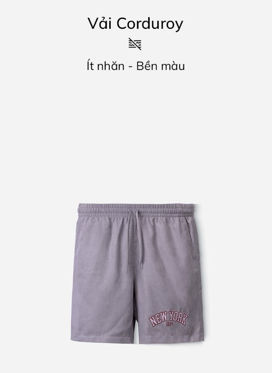 Quần Short Lưng Thun Trên Gối Vải Kaki Thấm Hút Biểu Tượng Dáng Rộng Giá Tốt Seventy Seven 32 Vol 24