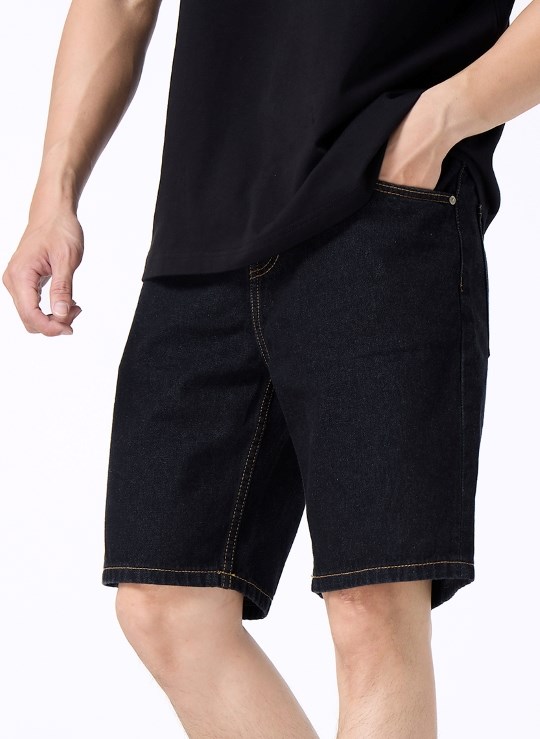 Quần Short Lưng Gài Dưới Gối Vải Denim Đứng Dáng Trơn Dáng Vừa Đơn Giản No Style 90 Vol 23