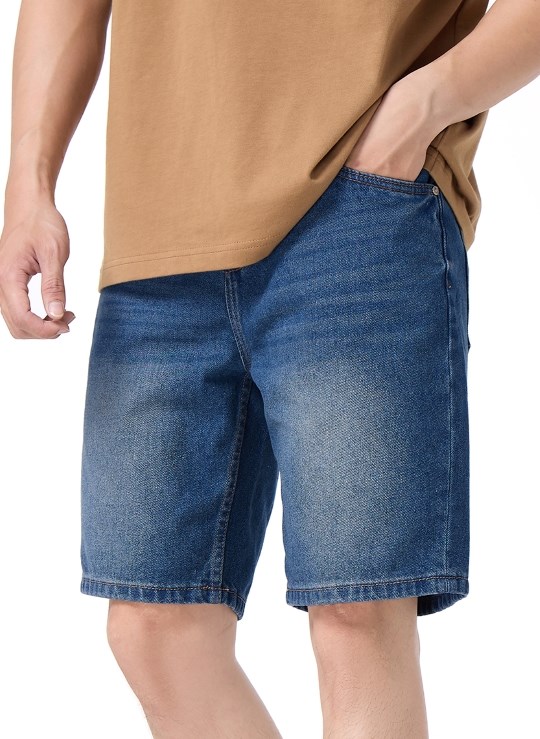 Quần Short Lưng Gài Dưới Gối Vải Denim Đứng Dáng Trơn Dáng Vừa Đơn Giản No Style 93 Vol 23