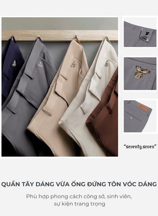 Quần Tây Nam Co giãn Ít nhăn Seventy Seven 27