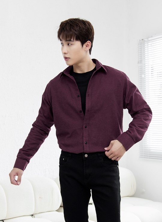 Áo Sơ Mi Cổ Bẻ Tay Dài Vải Cotton Thấm Hút Trơn Dáng Rộng Đơn Giản Y2010 Originals Ver40 Vol 23
